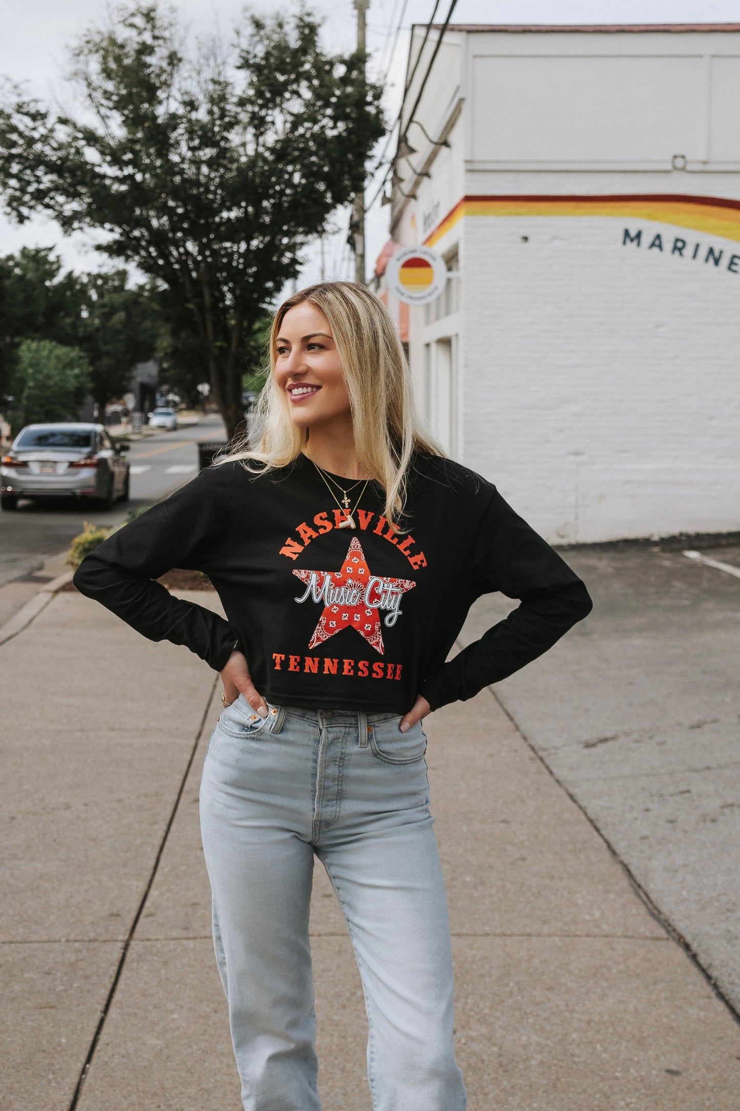 Bandana Star Long Sleeve Crop