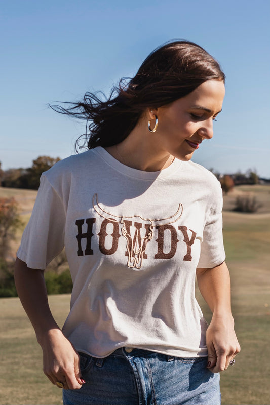Howdy Steer Puff Print Tee