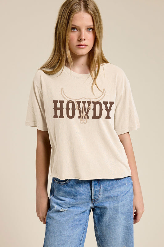 Howdy Steer Puff Print Tee