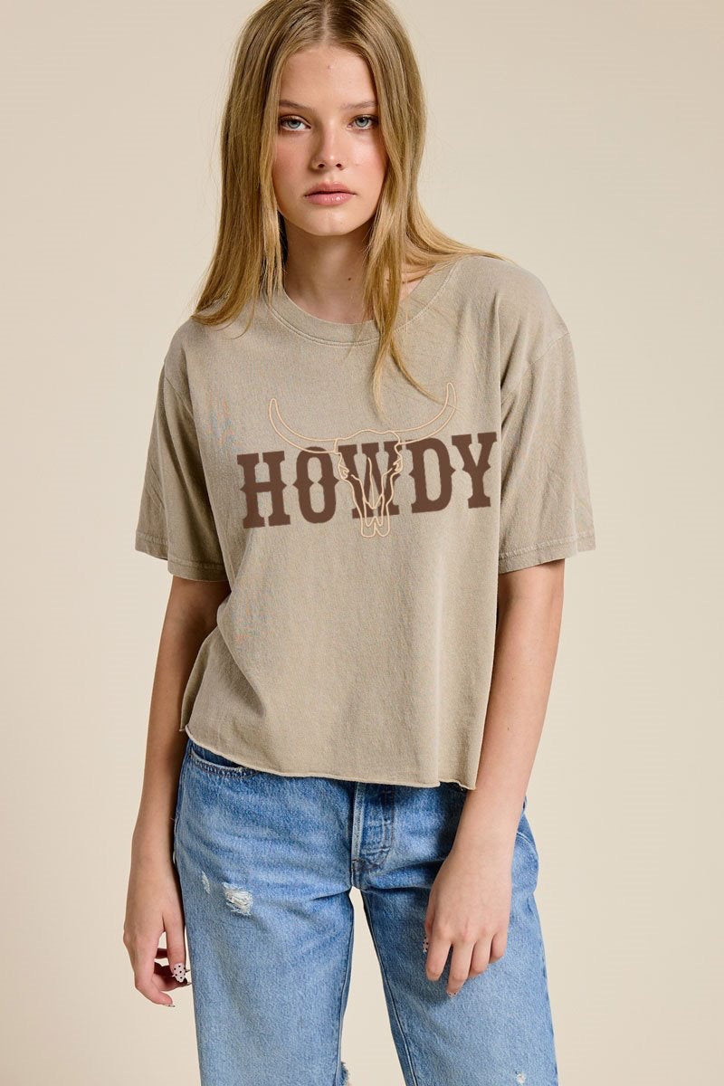 Howdy Steer Puff Print Tee